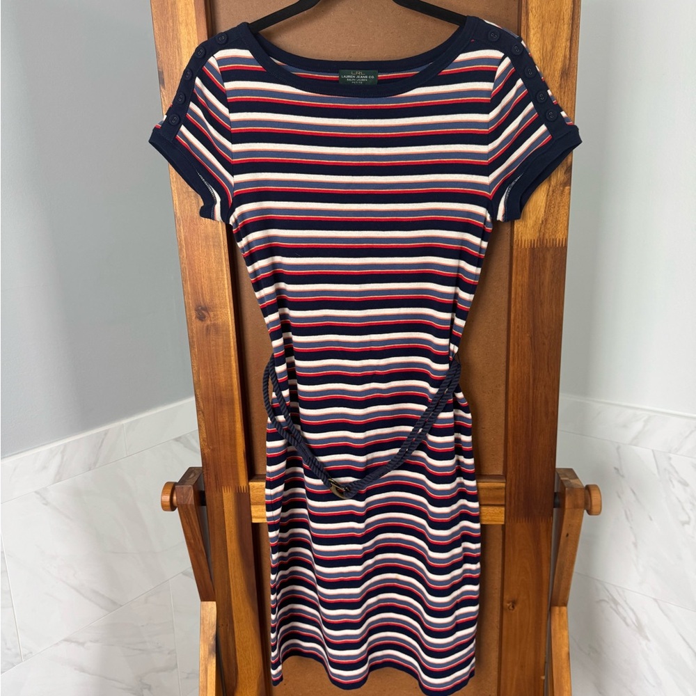 Ralph Lauren Navy and Red Striped Dress